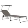 Folding Sun Lounger with Roof Aluminium and Textilene Grey Colour grey Quantity in Package 1 