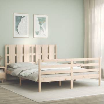 King Size Solid Wood Bed Frame with Headboard - HipoMarket