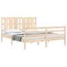 King Size Solid Wood Bed Frame with Headboard - HipoMarket