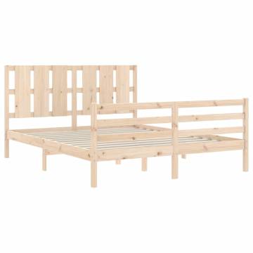 King Size Solid Wood Bed Frame with Headboard - HipoMarket