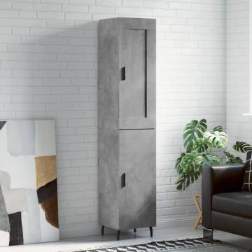 Stylish Highboard in Concrete Grey - 34.5x34x180 cm