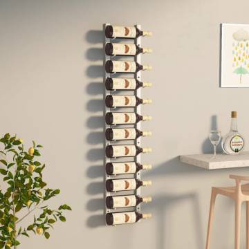 Wall Mounted Wine Rack for 12 Bottles - White Iron Storage