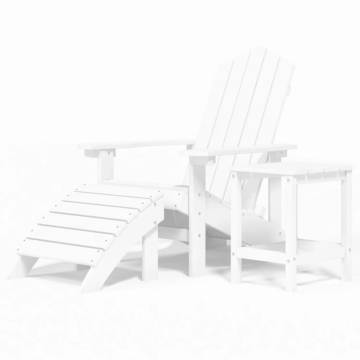 Garden Adirondack Chair Set with Footstool & Table - HDPE White