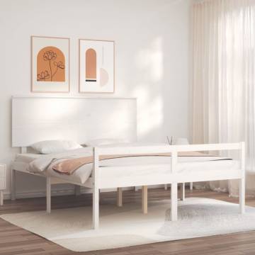 White Bed Frame with Headboard 160x200 cm | Solid Pine Wood