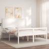 White Bed Frame with Headboard 160x200 cm | Solid Pine Wood