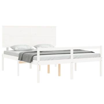 White Bed Frame with Headboard 160x200 cm | Solid Pine Wood