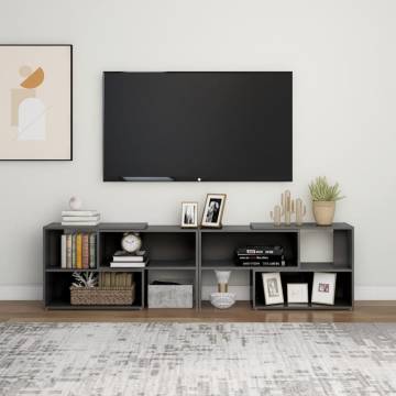 Stylish High Gloss Grey TV Cabinet - 149x30x52 cm