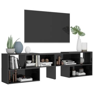 Stylish High Gloss Grey TV Cabinet - 149x30x52 cm