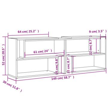 Stylish High Gloss Grey TV Cabinet - 149x30x52 cm