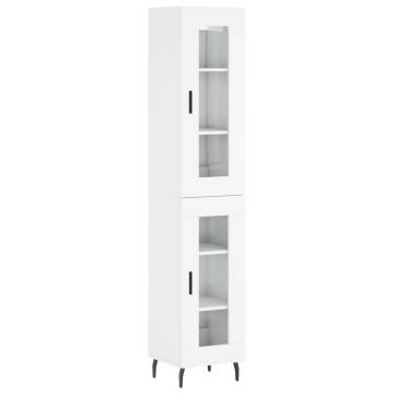 Stylish Highboard in High Gloss White - 34.5x34x180 cm