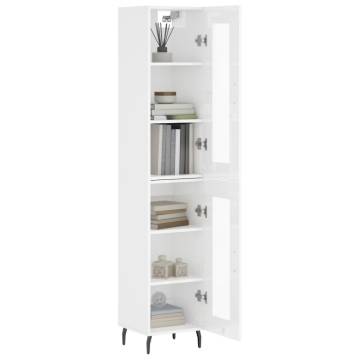 Stylish Highboard in High Gloss White - 34.5x34x180 cm