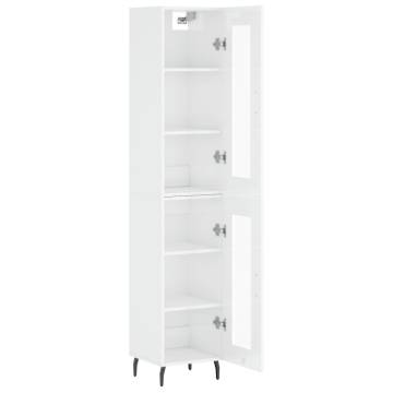 Stylish Highboard in High Gloss White - 34.5x34x180 cm