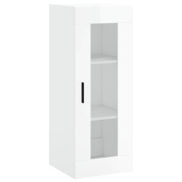 Stylish Highboard in High Gloss White - 34.5x34x180 cm