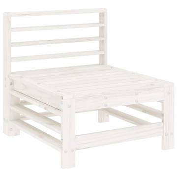 5 Piece Garden Lounge Set - White Solid Pine Wood Furniture