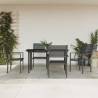 5 Piece Garden Dining Set Black Steel and Textilene Size 140 cm table length Number of 4 