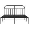 Elegant Metal Bed Frame with Headboard - Black 140x190 cm