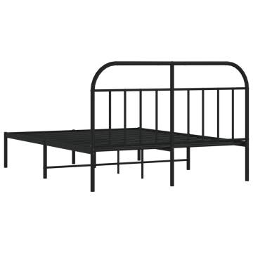 Elegant Metal Bed Frame with Headboard - Black 140x190 cm