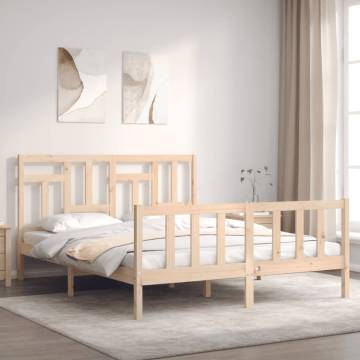 Solid Wood King Size Bed Frame with Headboard | HipoMarket