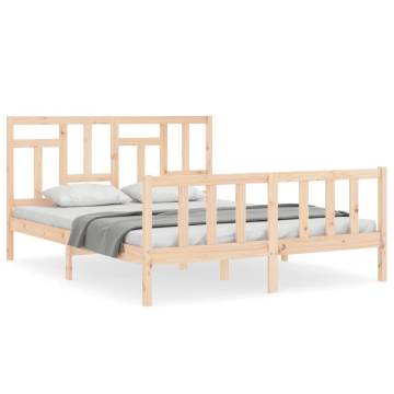 Solid Wood King Size Bed Frame with Headboard | HipoMarket