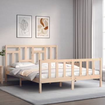 Solid Wood King Size Bed Frame with Headboard | HipoMarket