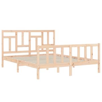 Solid Wood King Size Bed Frame with Headboard | HipoMarket