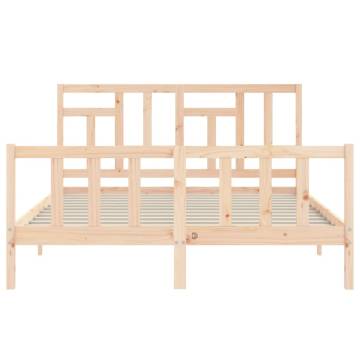 Solid Wood King Size Bed Frame with Headboard | HipoMarket