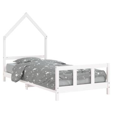 Kids Bed Frame White 90x200 cm - Solid Pine Wood Fun Design