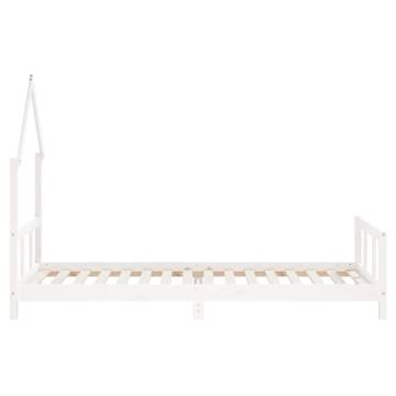 Kids Bed Frame White 90x200 cm - Solid Pine Wood Fun Design