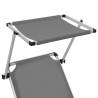 Folding Sun Lounger with Roof - Aluminium & Textilene Grey