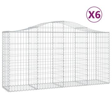 Arched Gabion Baskets - 6 Pcs Galvanised Iron 200x50x100/120 cm