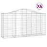 Arched Gabion Baskets - 6 Pcs Galvanised Iron 200x50x100/120 cm