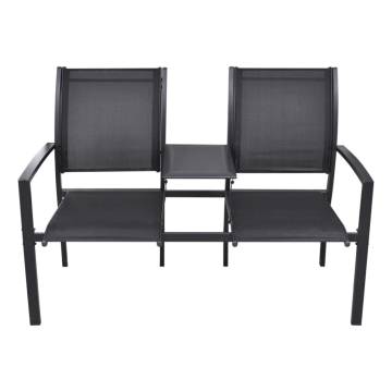 2 Seater Garden Bench - Stylish Steel & Textilene Black