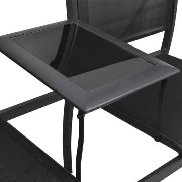 2 Seater Garden Bench - Stylish Steel & Textilene Black