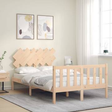 Double Solid Wood Bed Frame with Headboard | HipoMarket UK