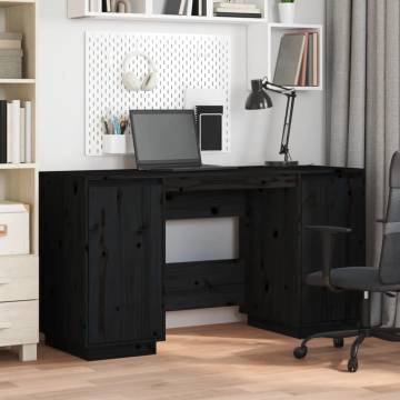 Elegant Black Solid Pine Desk - 140x50x75 cm | HipoMarket