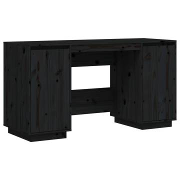 Elegant Black Solid Pine Desk - 140x50x75 cm | HipoMarket