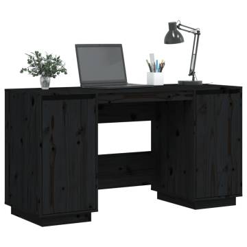 Elegant Black Solid Pine Desk - 140x50x75 cm | HipoMarket