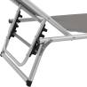 Folding Sun Lounger with Roof - Aluminium & Textilene Grey