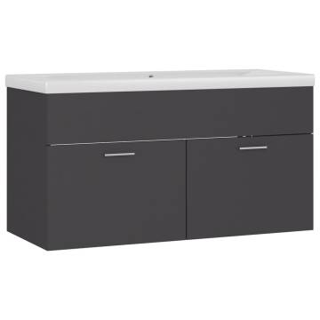 Modern Grey Sink Cabinet with Built-in Basin | Hipomarket