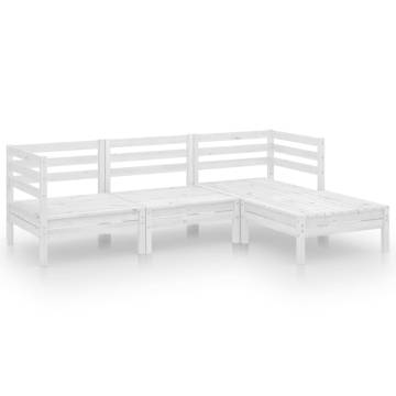 4 Piece White Garden Lounge Set - Solid Pinewood Comfort