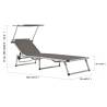 Folding Sun Lounger with Roof - Aluminium & Textilene Grey