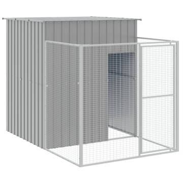 Light Grey Dog House with Run - Durable & Spacious