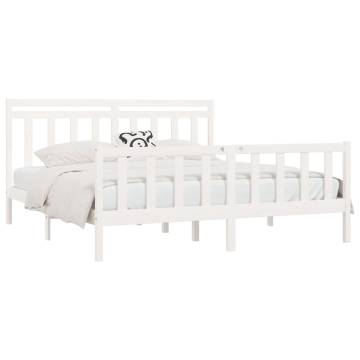 White Solid Wood Pine Bed Frame 200x200 cm | HipoMarket