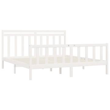 White Solid Wood Pine Bed Frame 200x200 cm | HipoMarket