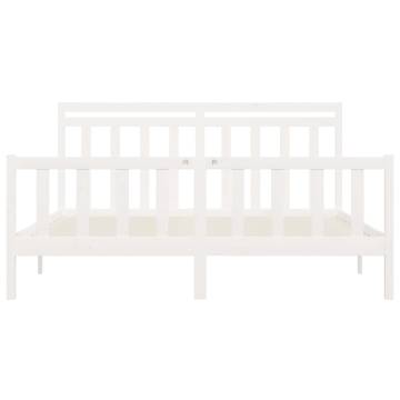 White Solid Wood Pine Bed Frame 200x200 cm | HipoMarket