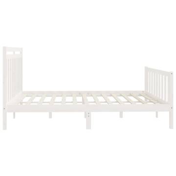 White Solid Wood Pine Bed Frame 200x200 cm | HipoMarket