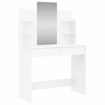 High Gloss White Dressing Table with Mirror - 96x39x142 cm