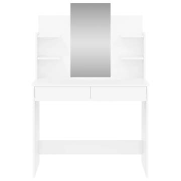 High Gloss White Dressing Table with Mirror - 96x39x142 cm