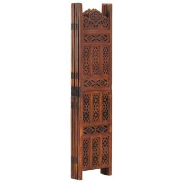 Hand Carved 5-Panel Room Divider - Solid Mango Wood 200x165cm