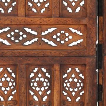 Hand Carved 5-Panel Room Divider - Solid Mango Wood 200x165cm